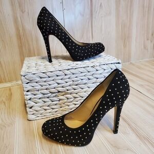 INC Whimsigoth Black Gold Studs Pumps Heels Sz 7 Clubwear Party Stiletto Retro